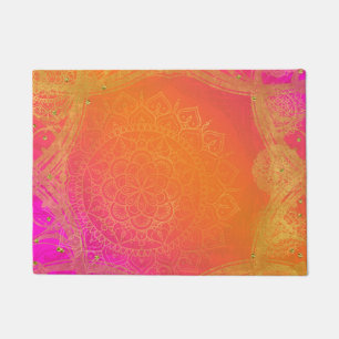 Paillasson Fuchsia Pink Orange & Gold Indian Mandala Glam