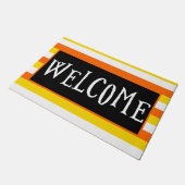 Paillasson Fun Candy Corn Orange Black Halloween Bienvenue (Incliné)