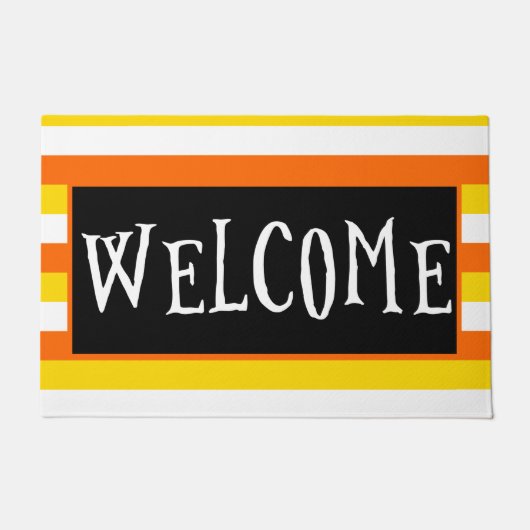 Paillasson Fun Candy Corn Orange Black Halloween Bienvenue (Devant)