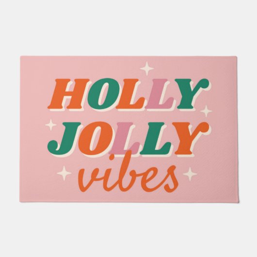 Paillasson Fun Holly Jolly Vibes Design de Noël (Devant)