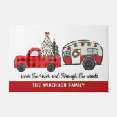 Paillasson Fun Noël vacances Festif Plaid Caravan Nom (Devant)