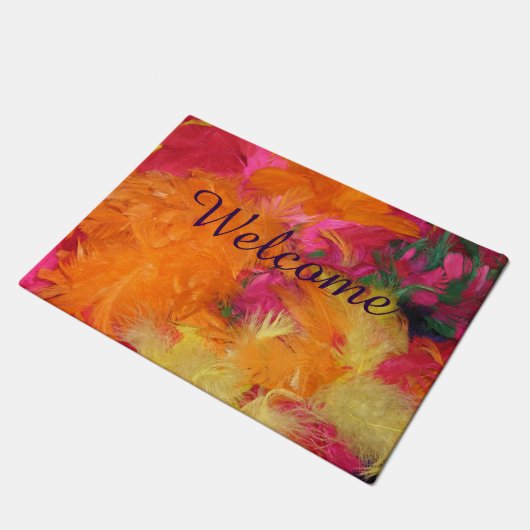 Paillasson Fun Rose, Orange Plumes Accueil Porte Mat Porte ma (Incliné)
