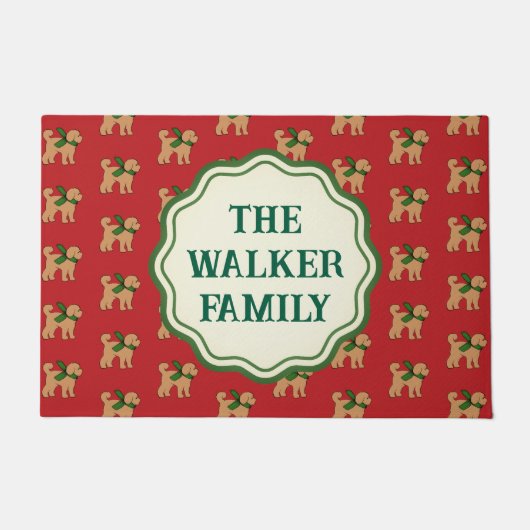 Paillasson Fun Tan Doodé Personnalisé Chien Rouge (Devant)