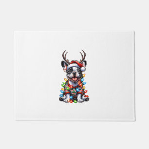 Paillasson Funky French Bulldog Christmas Light Santa Hat Rei