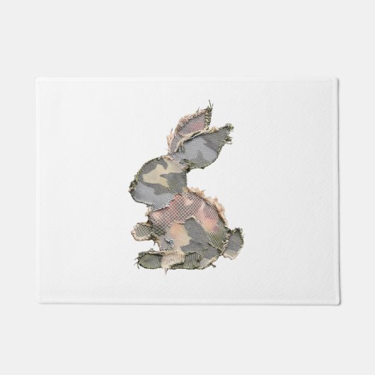 Paillasson Funny Bunny Crochet Patchwork Camo Rabbit Happy Ea (Devant)