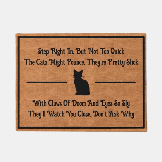 Paillasson Funny Cat Humor Silly Quirky Minimalist Rustic (Devant)