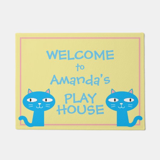 Paillasson Funny Cats Girls Playhouse Bienvenue (Devant)