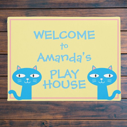 Paillasson Funny Cats Girls Playhouse Bienvenue