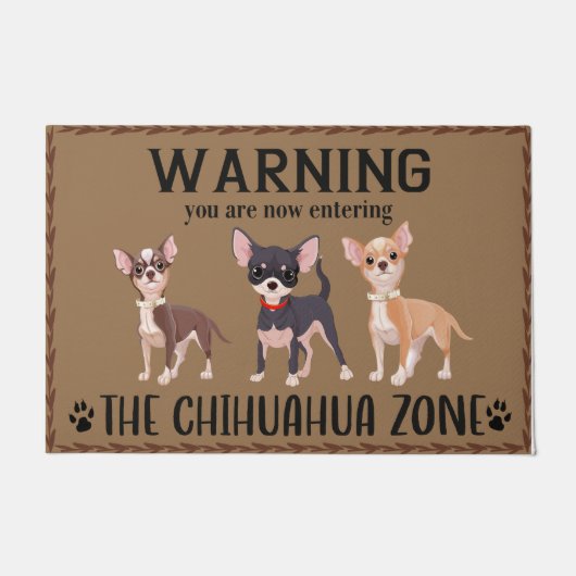 Paillasson Funny Chihuahua Zone Porte, Maison de Chihuahua (Devant)