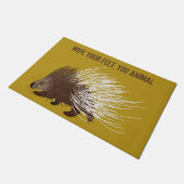 Paillasson Funny Custom Message Brown et Mustard Porcupine (Incliné)