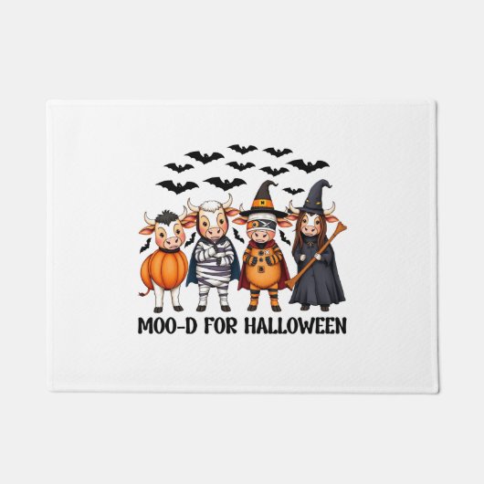 Paillasson Funny Highland Cow Moo-d pour Halloween (Devant)