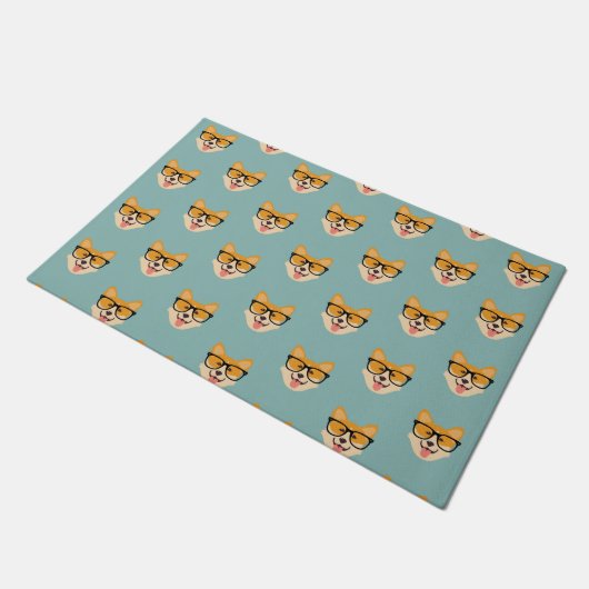 Paillasson Funny Hipster Corgi Motif (Incliné)