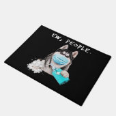 Paillasson Funny husky chev dog wearing a face mask (Incliné)