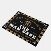 Paillasson Funny MAN CAVE avec Monogramme | NOIR Bienvenue (Incliné)