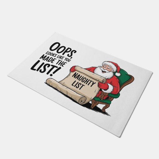 Paillasson Funny Santa Claus Naughty List Design de Noël (Incliné)