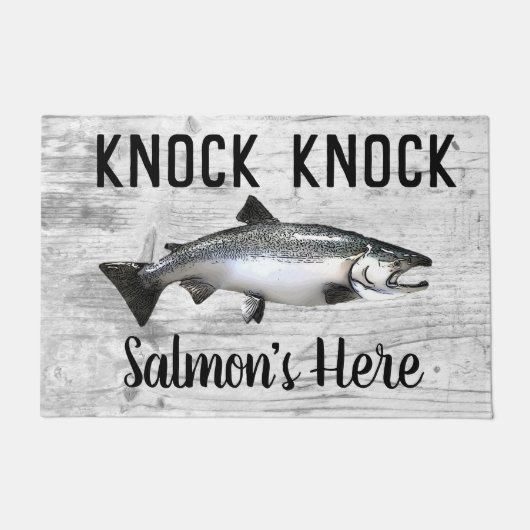 Paillasson Funny Saumon Pun de pêche Knock (Devant)