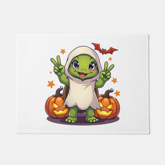 Paillasson Funny Turtle Ghost Pumpkin Boo Halloween Kids Mens (Devant)