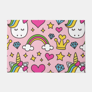 Paillasson Funny Unicorn Motif rose Magique Cheval mignon