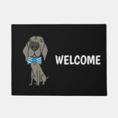 Paillasson Funny Weimaraner Dog portant la Cravate de Bow (Devant)