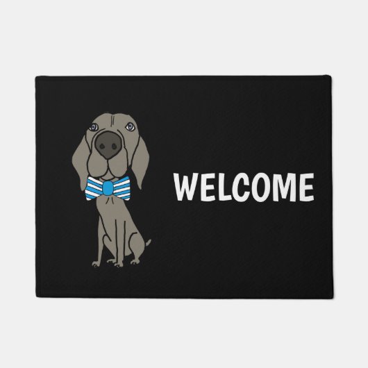 Paillasson Funny Weimaraner Dog portant la Cravate de Bow (Devant)