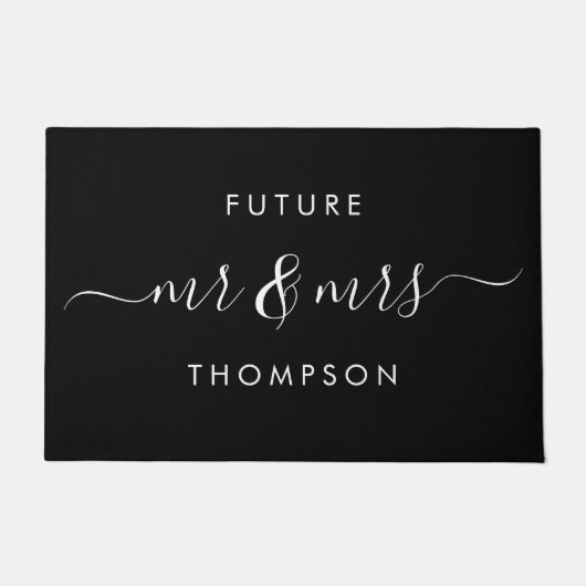 Paillasson Futur M. et Mme Hand Scripté Famille Noir (Devant)