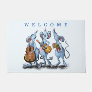 Paillasson Fynny Doormat avec Mouse Music Band - Bienvenue