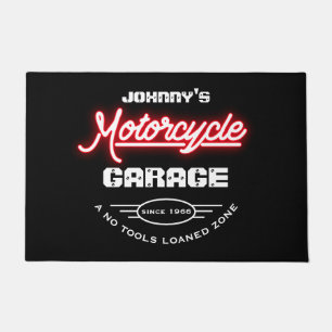 Paillasson Garage de motocyclettes N'importe quel nom Red Neo