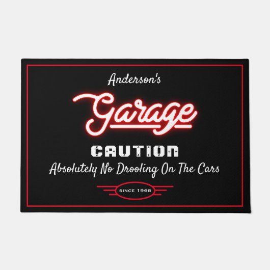 Paillasson Garage N'Importe Quel Nom Drôle Dire Voitures Roug (Devant)