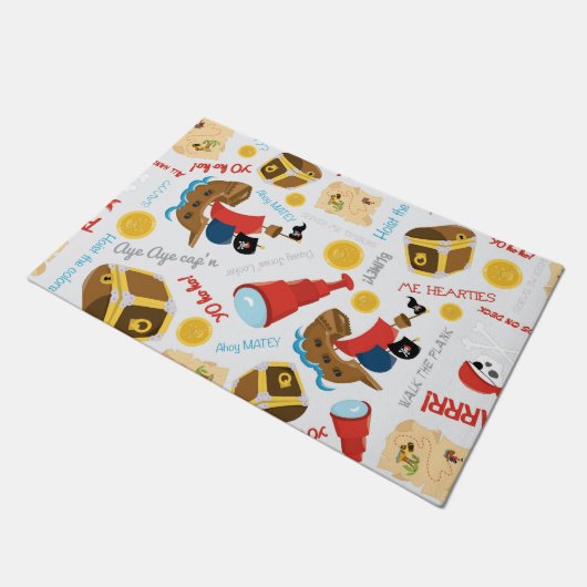 Paillasson Garçon Fun Fun White Party Pirate Motif (Incliné)