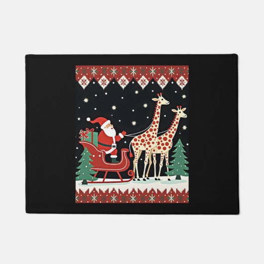 Paillasson Garçons Filles Santa Claus équitation Giraffe Slei (Devant)