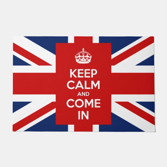 Paillasson Gardez le calme et entrez avec le drapeau (Devant)