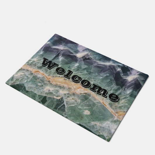 Paillasson Gem photo minérale à fluorite vert unique (Incliné)