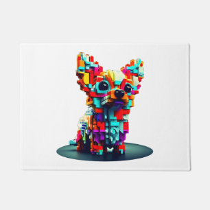 Paillasson Géométrie colorée Chihuahua 3D dans le style moder