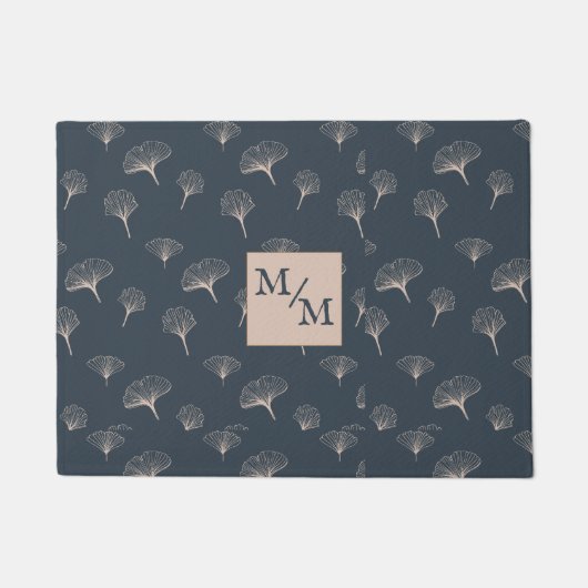 Paillasson Gingko en fer forgé gris bleu (Devant)