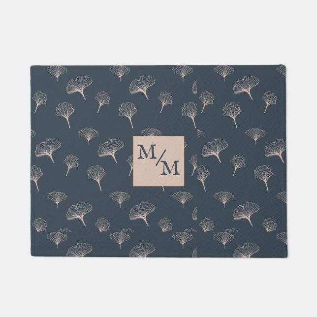 Paillasson Gingko en fer forgé gris bleu (Devant)