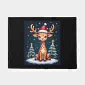 Paillasson Giraffe Reindeer Casquette Père Noël Christmas Tre (Devant)