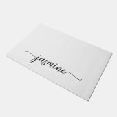 Paillasson Girly Simple Blanc Monogramme Nom Script Personnal (Incliné)
