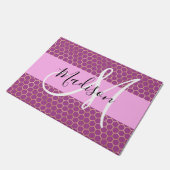 Paillasson Glam Fuchsia Metallic rose Honeycomb Nom (Incliné)