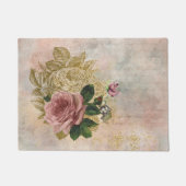 Paillasson Glam Steampunk | Rose rose et or Rustique Floral (Devant)