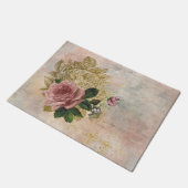 Paillasson Glam Steampunk | Rose rose et or Rustique Floral (Incliné)