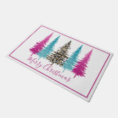 Paillasson Glam Turquoise et Arbre de Noël rose (Incliné)