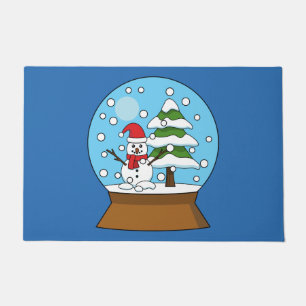 Paillasson Globe de neige avec Snowman et Pine Tree