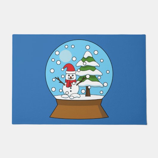 Paillasson Globe de neige avec Snowman et Pine Tree (Devant)