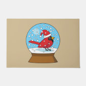 Paillasson Globe des neiges avec cardinal rouge mignon (Devant)
