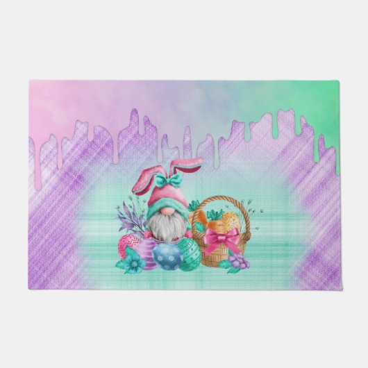 Paillasson Gnome De Lapin De Pâques Avec Oeufs De Panier (Devant)