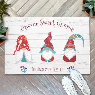 Paillasson Gnome Sweet Gnome Cute Elf Rustic Wood Nom personn