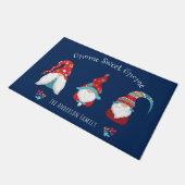 Paillasson Gnome Sweet Gnome Cute Fun Elf Holiday Custom Navy (Incliné)