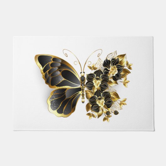 Paillasson Gold flower Butterfly with Black Orchid (Devant)