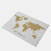 Paillasson Gold Foil World Map Custom Moveable Heart Location (Incliné)