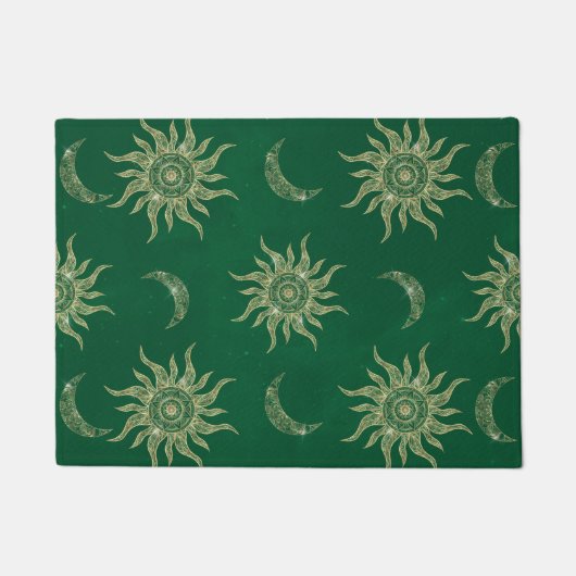 Paillasson Gold Moon Sun Mandala Green Motif (Devant)
